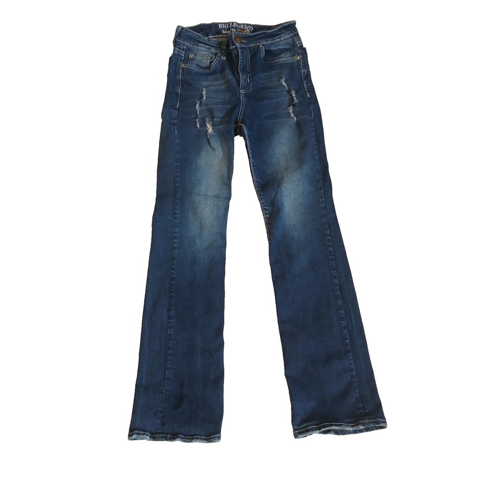 Big Legend Distressed Straight Leg Embroidered Back Pockets Jeans Size 24 x 27